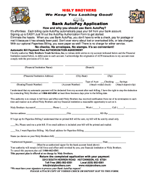 Bank AutoPay Authorization Agreement