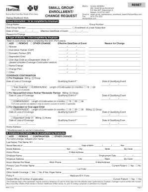 Horizon BCBSNJ Small Group Enrollment Form