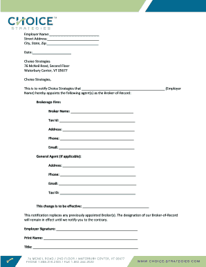 Broker of Record Appointment Form