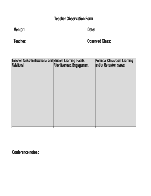 Teacher Observation Form