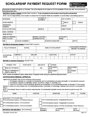 Scholarship Payment Request Form