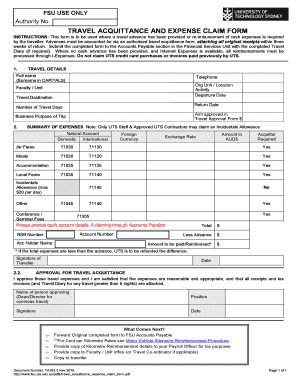 Travel Acquittance and Expense Claim Form