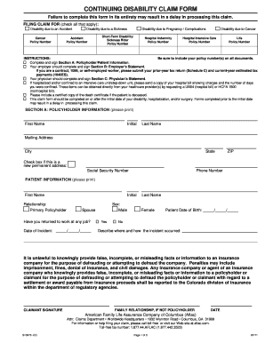 Continuing Disability Claim Form