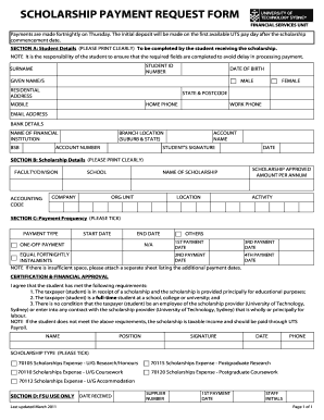 Scholarship Payment Request Form