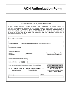 ACH Authorization Form