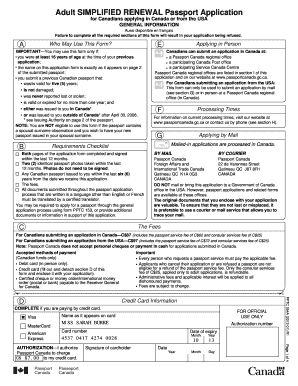 Adult Simplified Renewal Passport Application