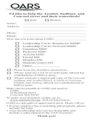 OARS Membership Renewal Form