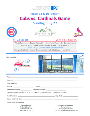 Cubs vs Cardinals Game Ticket Order Form