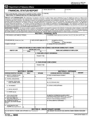 Financial Status Report VA Form 5655