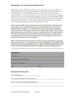 Burning Man Law Enforcement Feedback Form