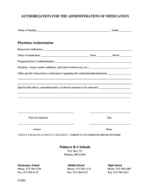 Authorization for Medication Administration