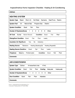 InspectAmerica Heating & Air-Conditioning Checklist