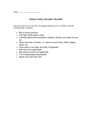 Patient Safety Rounds Checklist