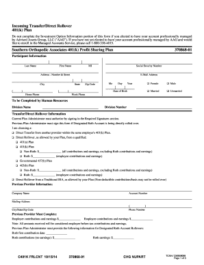 401(k) Incoming Transfer/Direct Rollover Form