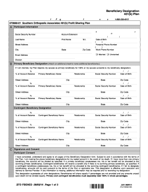 401(k) Beneficiary Designation Form