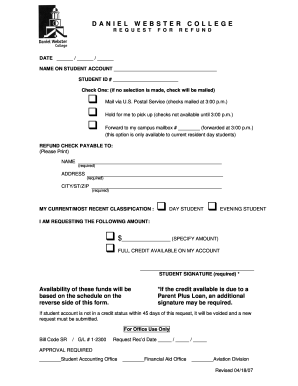 Daniel Webster College Refund Request Form
