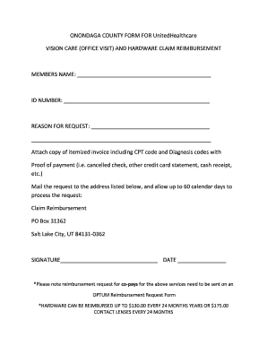 UnitedHealthcare Vision Care Reimbursement Form