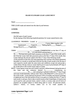 IDAHO STANDARD LEASE AGREEMENT