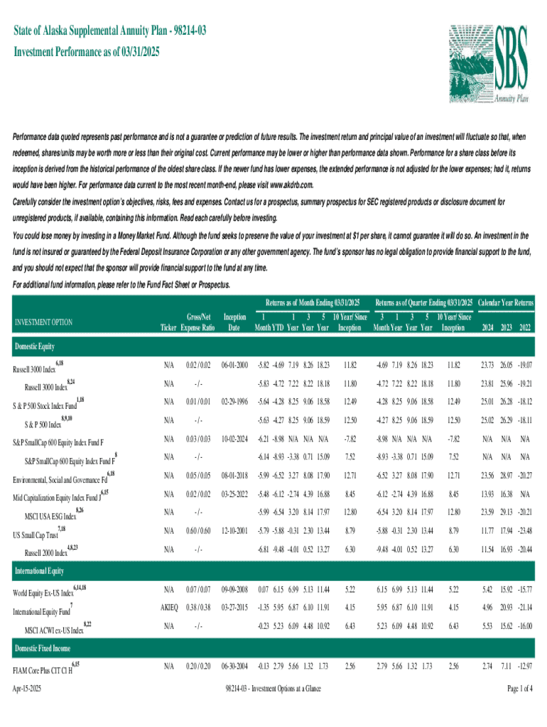 State of Alaska Supplemental Annuity Plan - 98214-03 Preview on Page 1