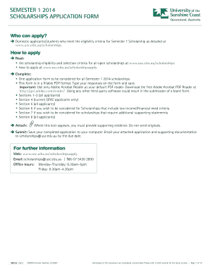 Semester 1 2014 Scholarship Application Form