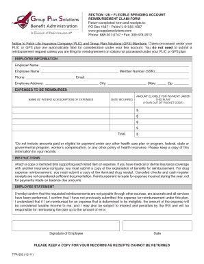 Flexible Spending Account Reimbursement Claim Form