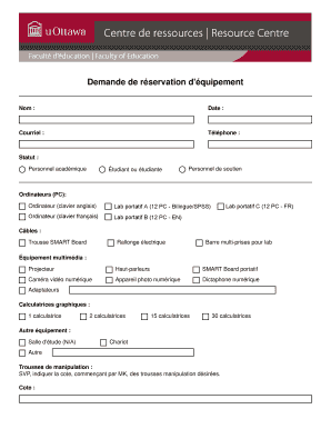 Demande de réservation d'équipement