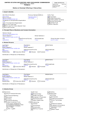 Form D Notice of Exempt Offering of Securities