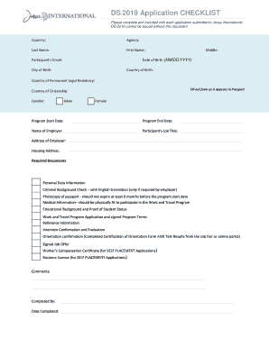 DS-2019 Application Checklist