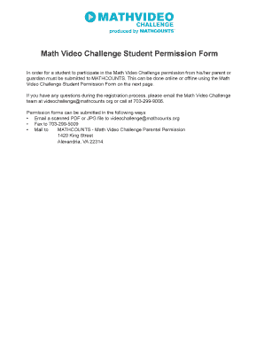 Math Video Challenge Student Permission Form