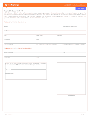 Camp USA Proof of Student Status Form