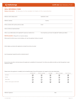 Skill Reference Form