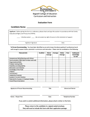 Curriculum Instruction Evaluation Form