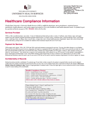 Florida State University Health Compliance Packet