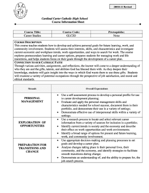 Career Studies Course Information Sheet