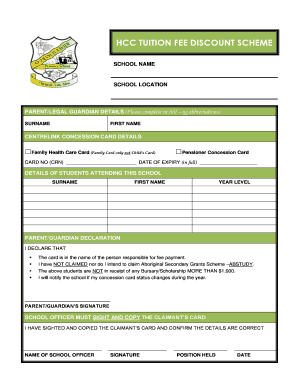 HCC Tuition Fee Discount Scheme Application