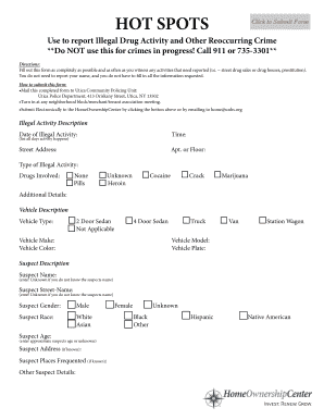Utica Illegal Activity Report Form