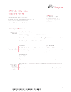 Vanguard SIMPLE IRA New Account Application