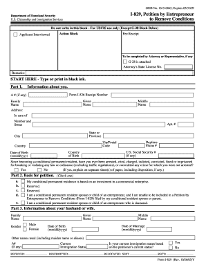 USCIS Form I-829 Petition by Entrepreneur