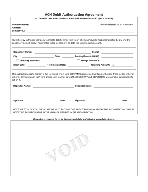 ACH Debit Authorization Agreement