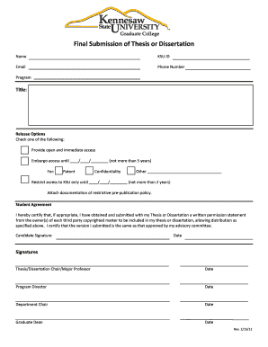 Final Submission of Thesis or Dissertation