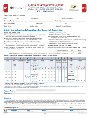Prosthetic Hand Order Form
