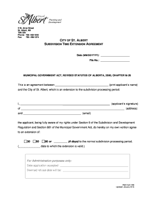 Subdivision Processing Time Extension Agreement - stalbert