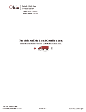 Ohio Provisional Medical Certification Form