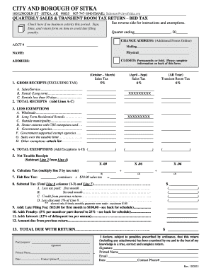 Quarterly Bed Tax Return