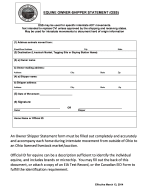 Equine Owner-Shipper Statement Form