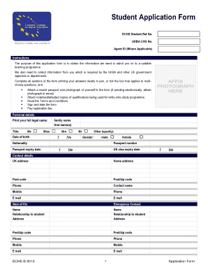 Student Application Form for UK Higher Education