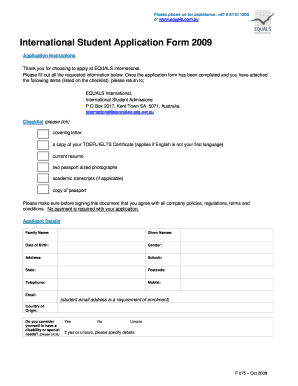 International Student Application Form