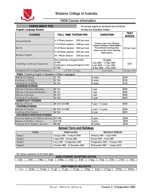 Brisbane College Australia Enrollment Form