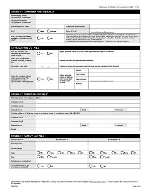 Queensland Student Enrolment Application Form