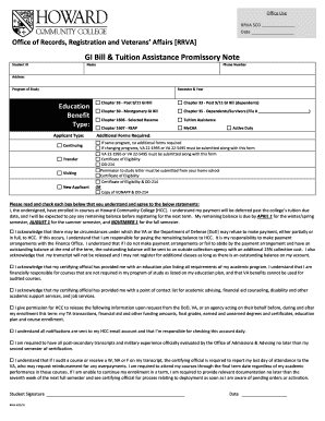 GI Bill Tuition Assistance Promissory Note